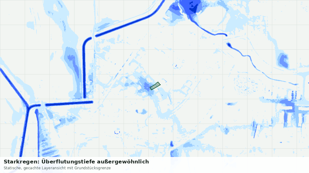 Statische Kartenansicht: Starkregen: Überflutungstiefe außergewöhnlich