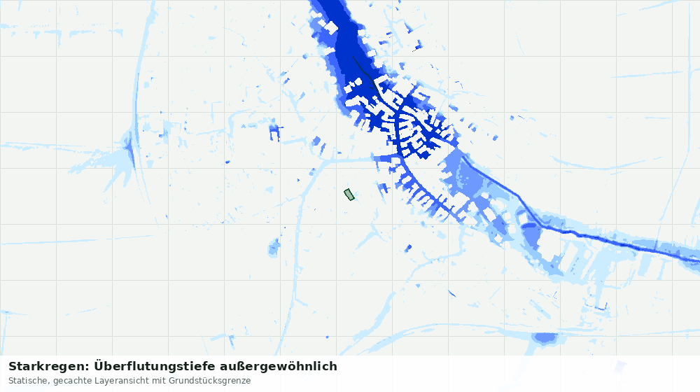 Statische Kartenansicht: Starkregen: Überflutungstiefe außergewöhnlich