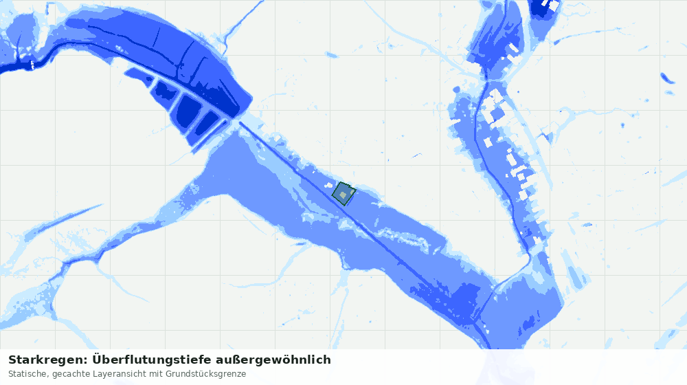 Statische Kartenansicht: Starkregen: Überflutungstiefe außergewöhnlich