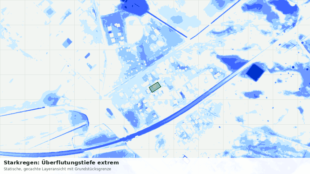 Statische Kartenansicht: Starkregen: Überflutungstiefe extrem