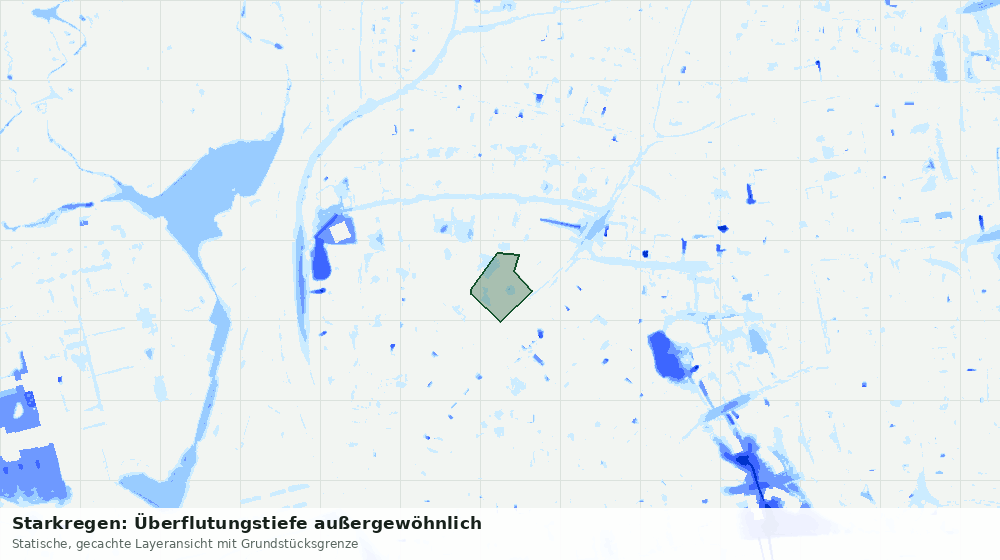 Statische Kartenansicht: Starkregen: Überflutungstiefe außergewöhnlich