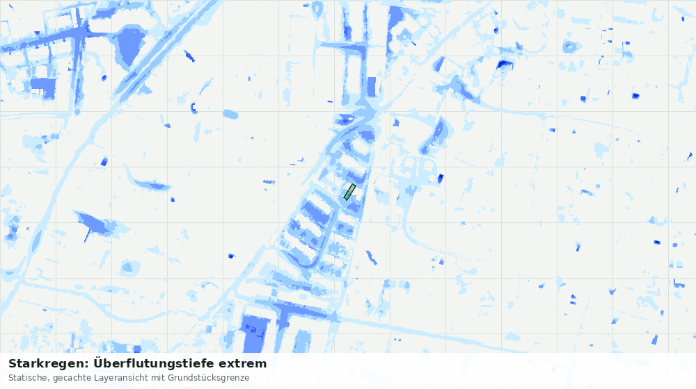 Statische Kartenansicht: Starkregen: Überflutungstiefe extrem