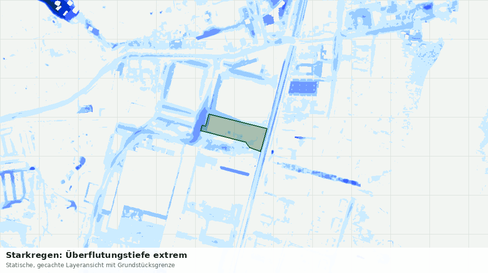 Statische Kartenansicht: Starkregen: Überflutungstiefe extrem