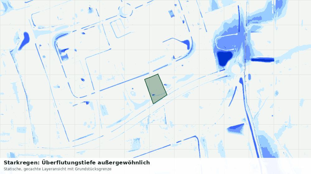 Statische Kartenansicht: Starkregen: Überflutungstiefe außergewöhnlich