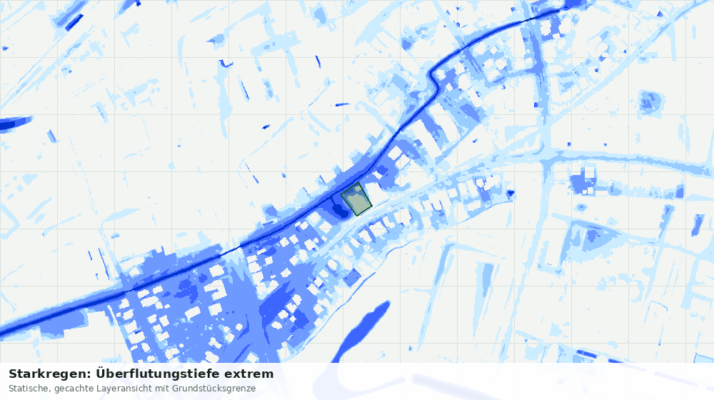 Statische Kartenansicht: Starkregen: Überflutungstiefe extrem