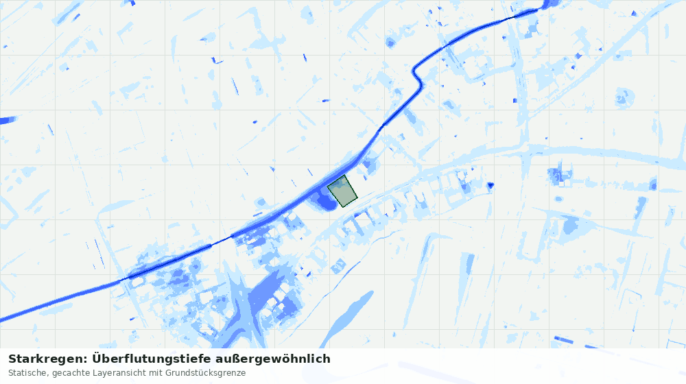 Statische Kartenansicht: Starkregen: Überflutungstiefe außergewöhnlich
