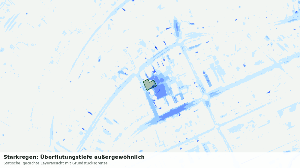 Statische Kartenansicht: Starkregen: Überflutungstiefe außergewöhnlich