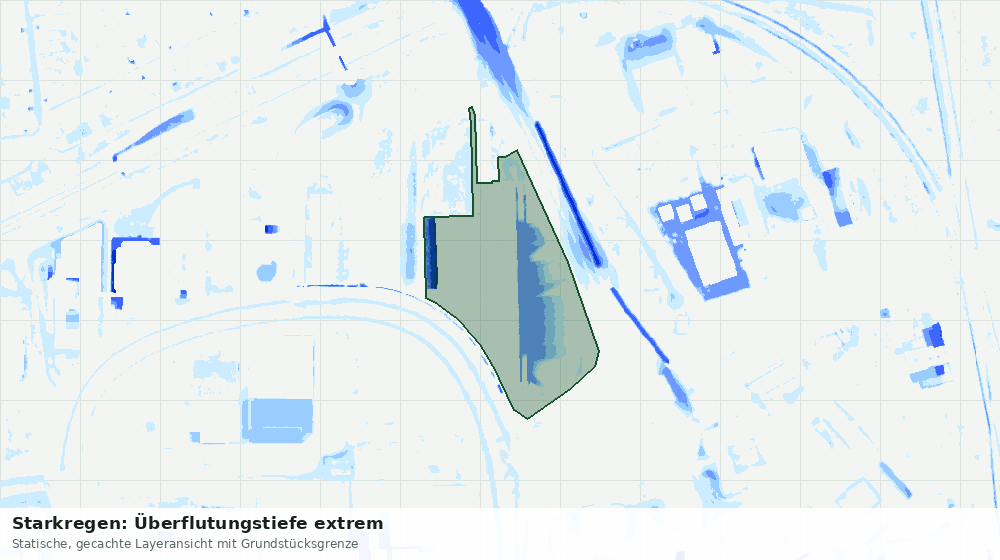 Statische Kartenansicht: Starkregen: Überflutungstiefe extrem
