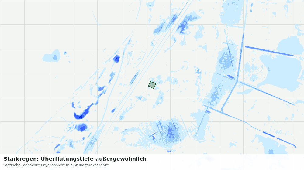 Statische Kartenansicht: Starkregen: Überflutungstiefe außergewöhnlich