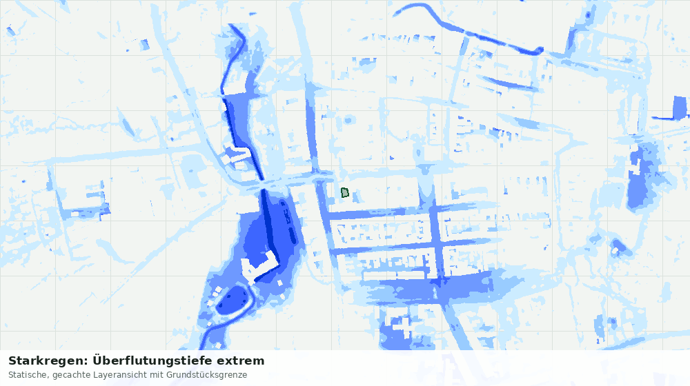 Statische Kartenansicht: Starkregen: Überflutungstiefe extrem