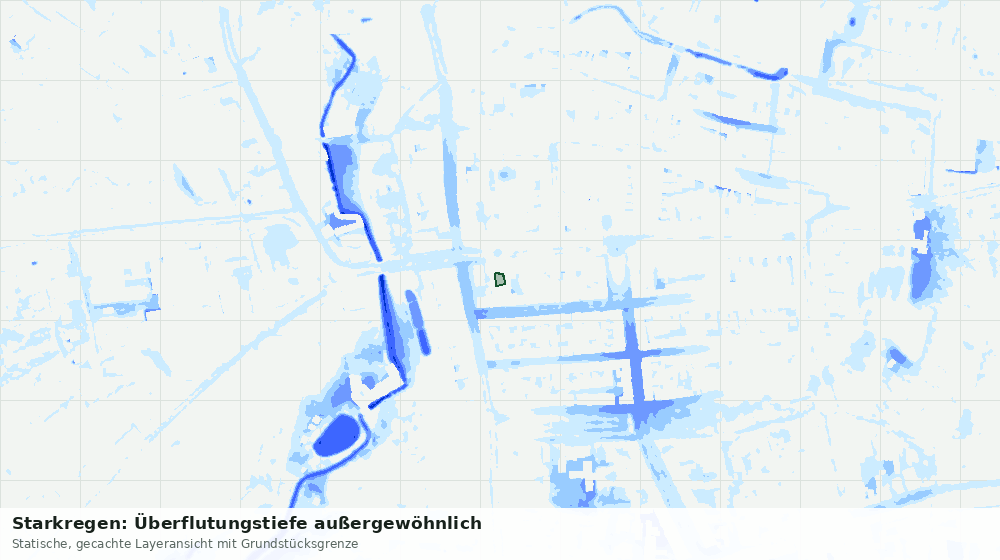 Statische Kartenansicht: Starkregen: Überflutungstiefe außergewöhnlich
