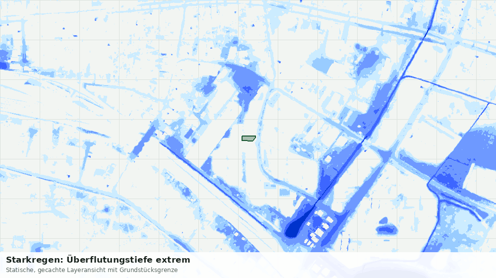 Statische Kartenansicht: Starkregen: Überflutungstiefe extrem