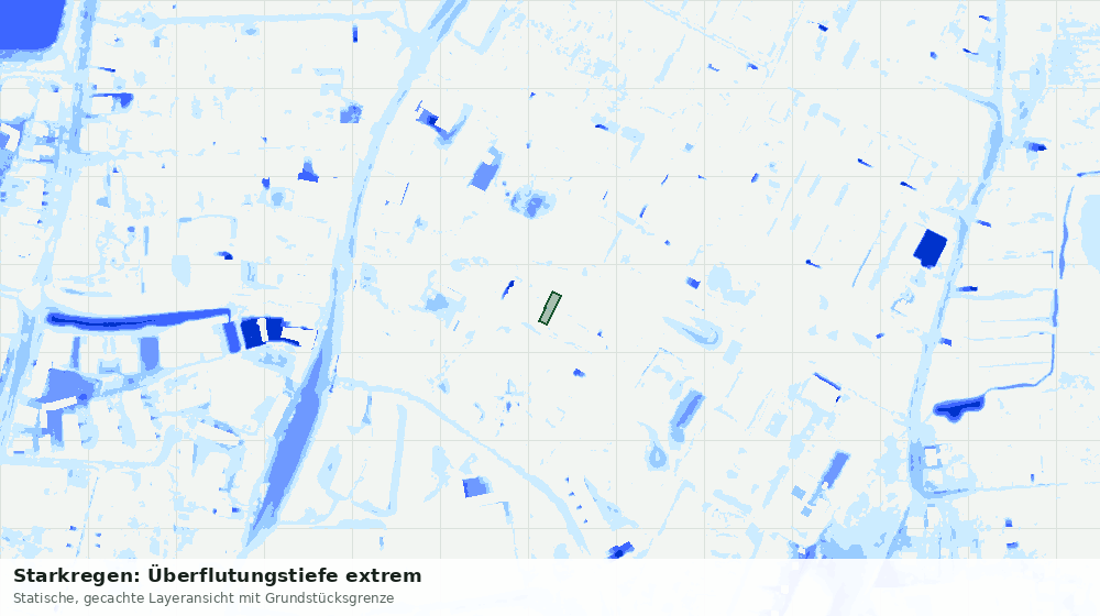Statische Kartenansicht: Starkregen: Überflutungstiefe extrem