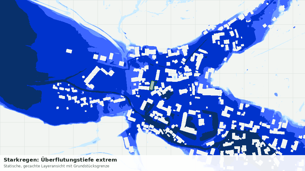 Statische Kartenansicht: Starkregen: Überflutungstiefe extrem