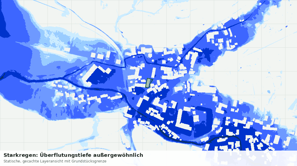 Statische Kartenansicht: Starkregen: Überflutungstiefe außergewöhnlich