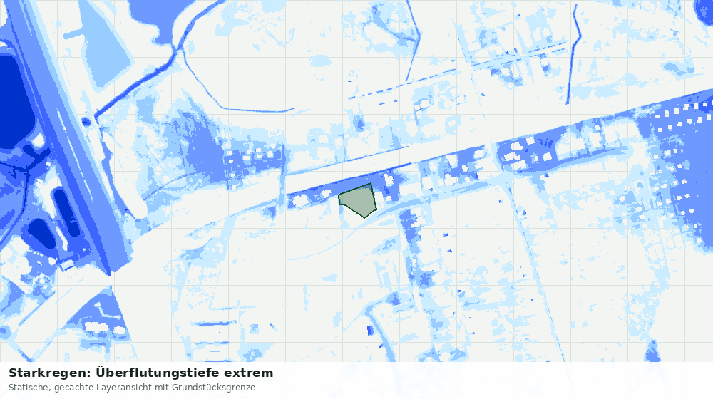 Statische Kartenansicht: Starkregen: Überflutungstiefe extrem
