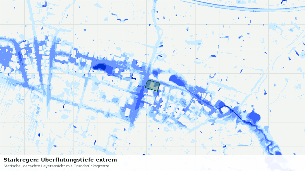 Statische Kartenansicht: Starkregen: Überflutungstiefe extrem