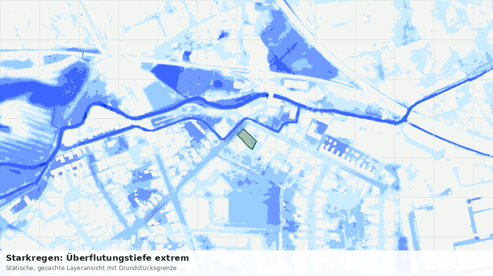 Statische Kartenansicht: Starkregen: Überflutungstiefe extrem