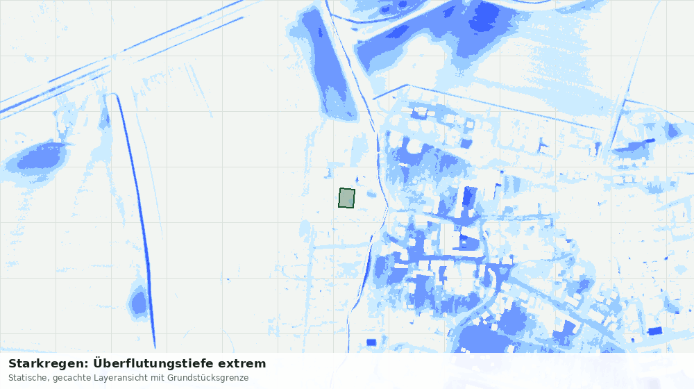 Statische Kartenansicht: Starkregen: Überflutungstiefe extrem