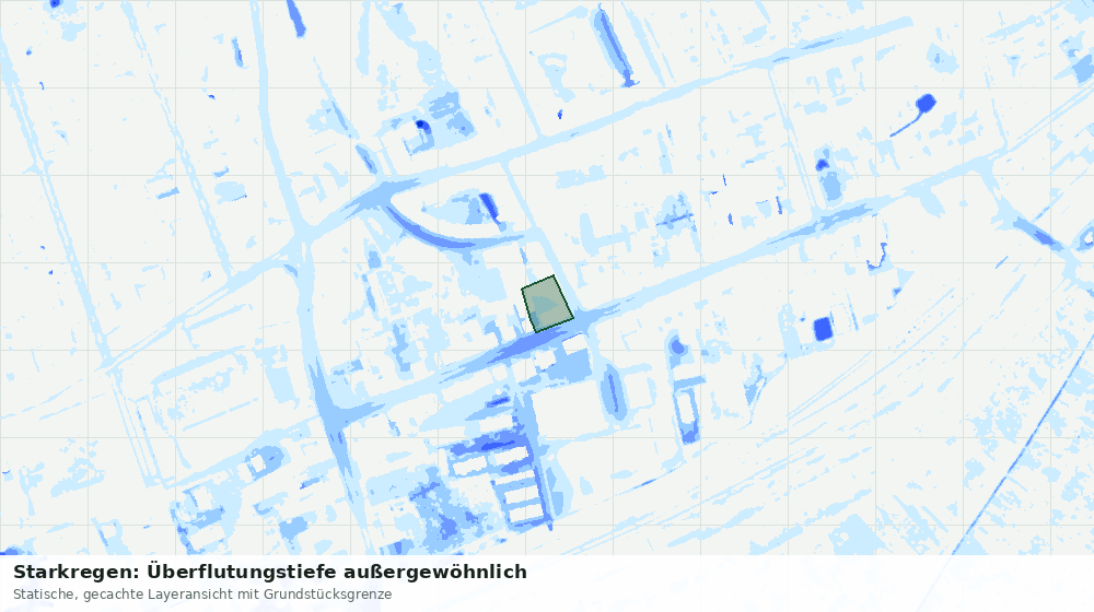 Statische Kartenansicht: Starkregen: Überflutungstiefe außergewöhnlich