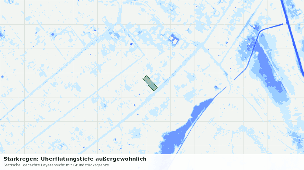Statische Kartenansicht: Starkregen: Überflutungstiefe außergewöhnlich