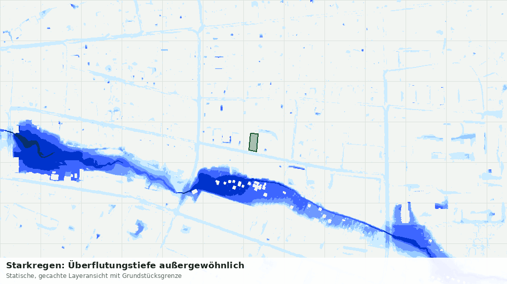 Statische Kartenansicht: Starkregen: Überflutungstiefe außergewöhnlich