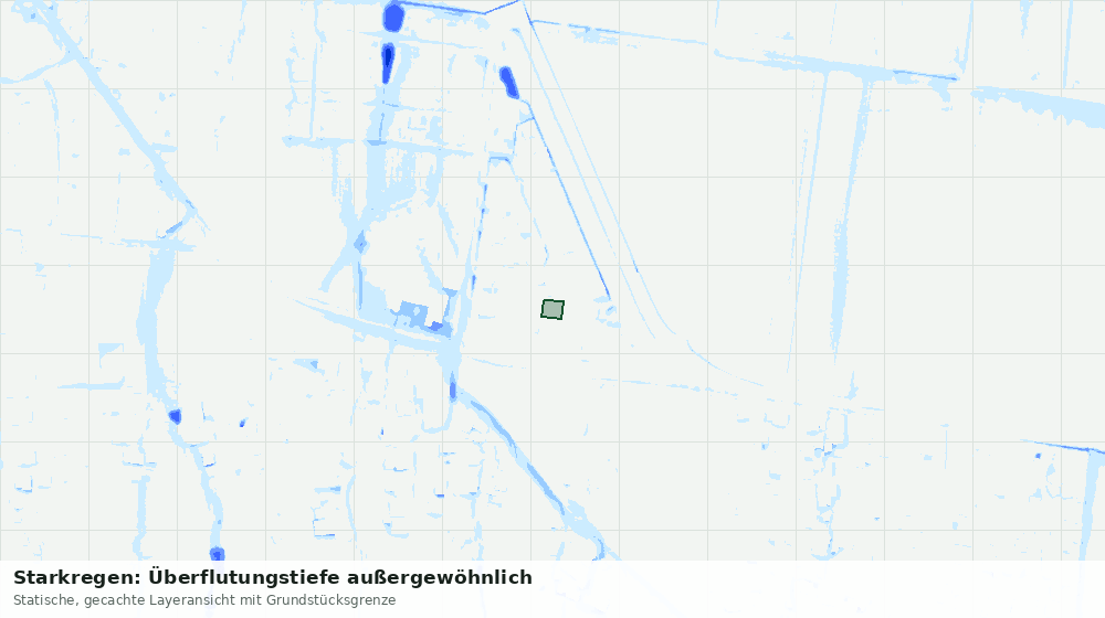 Statische Kartenansicht: Starkregen: Überflutungstiefe außergewöhnlich