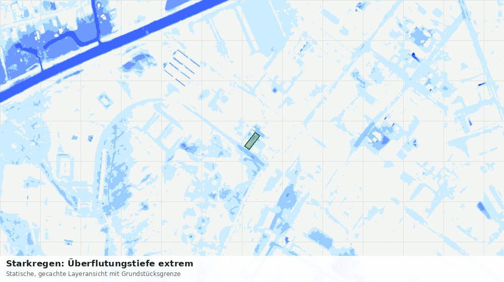 Statische Kartenansicht: Starkregen: Überflutungstiefe extrem