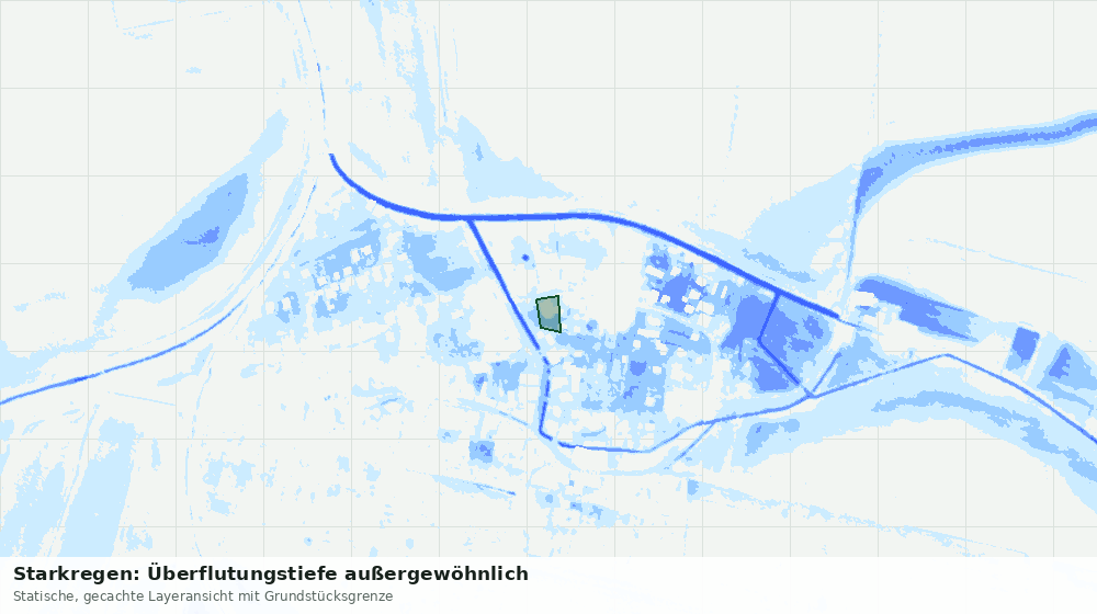 Statische Kartenansicht: Starkregen: Überflutungstiefe außergewöhnlich