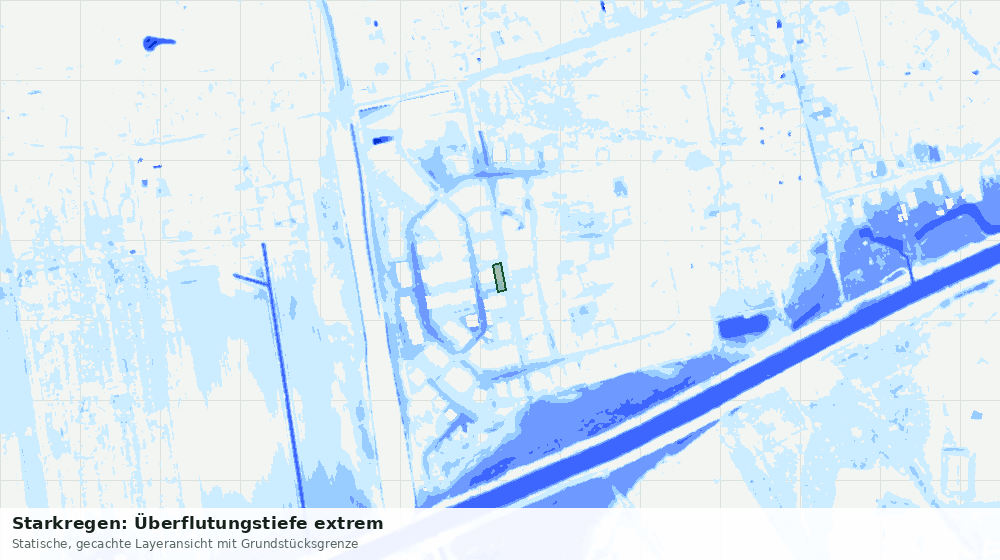 Statische Kartenansicht: Starkregen: Überflutungstiefe extrem