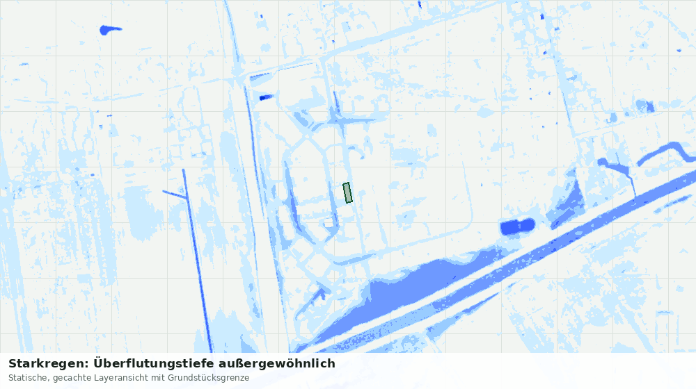 Statische Kartenansicht: Starkregen: Überflutungstiefe außergewöhnlich