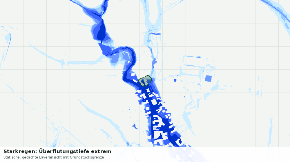 Statische Kartenansicht: Starkregen: Überflutungstiefe extrem