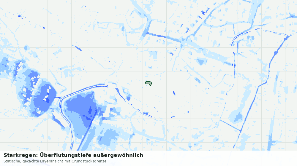Statische Kartenansicht: Starkregen: Überflutungstiefe außergewöhnlich