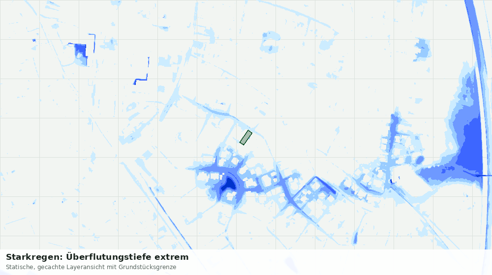 Statische Kartenansicht: Starkregen: Überflutungstiefe extrem