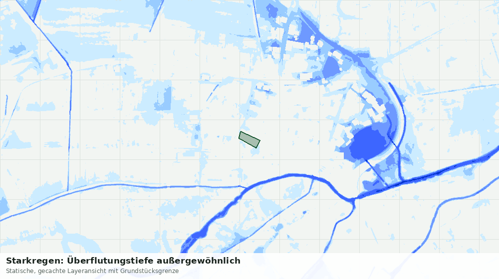Statische Kartenansicht: Starkregen: Überflutungstiefe außergewöhnlich