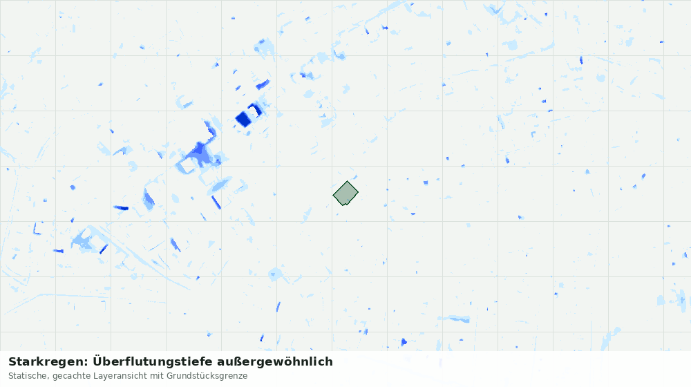 Statische Kartenansicht: Starkregen: Überflutungstiefe außergewöhnlich