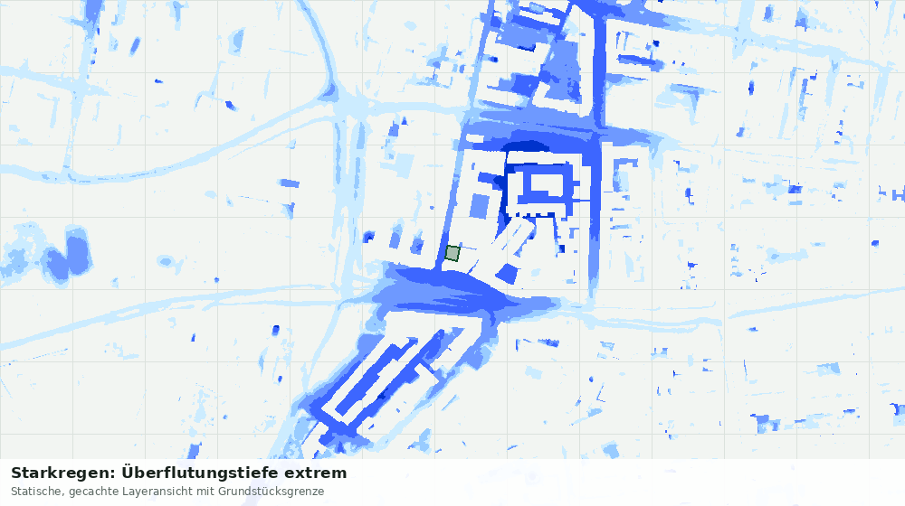 Statische Kartenansicht: Starkregen: Überflutungstiefe extrem