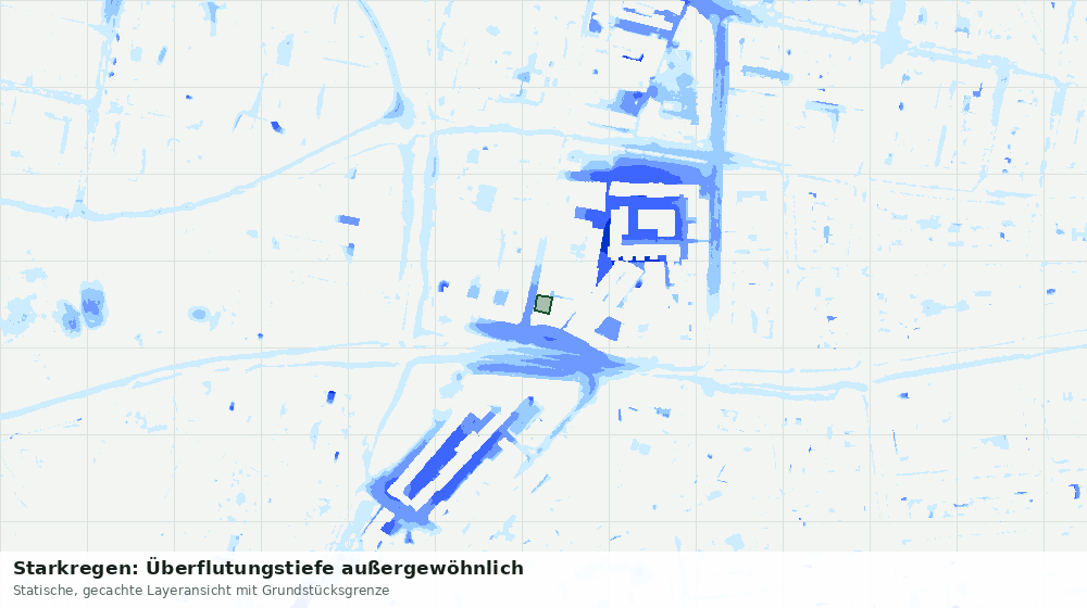 Statische Kartenansicht: Starkregen: Überflutungstiefe außergewöhnlich