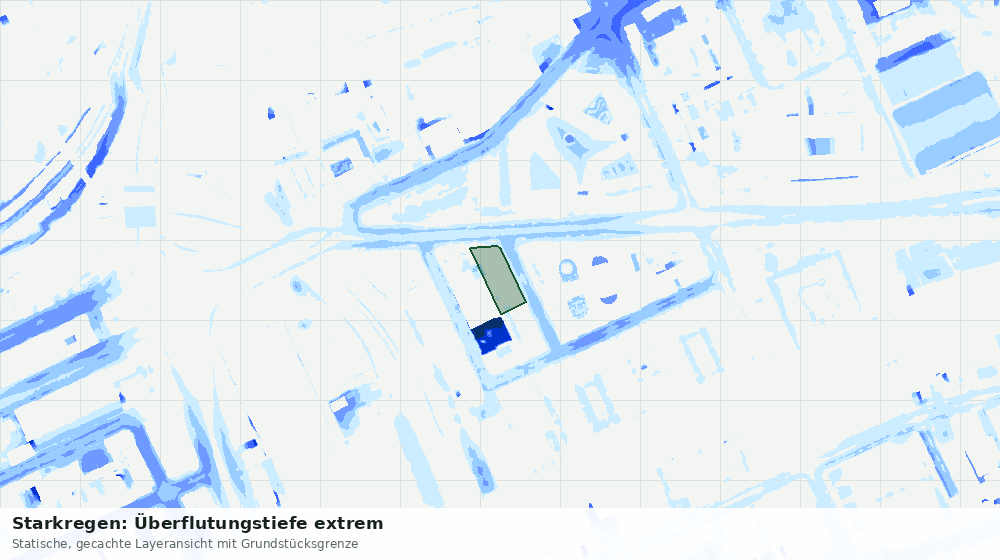 Statische Kartenansicht: Starkregen: Überflutungstiefe extrem