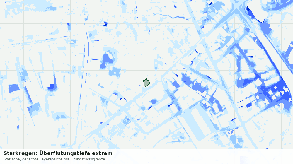 Statische Kartenansicht: Starkregen: Überflutungstiefe extrem