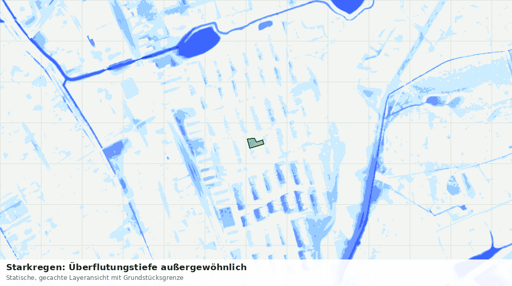 Statische Kartenansicht: Starkregen: Überflutungstiefe außergewöhnlich