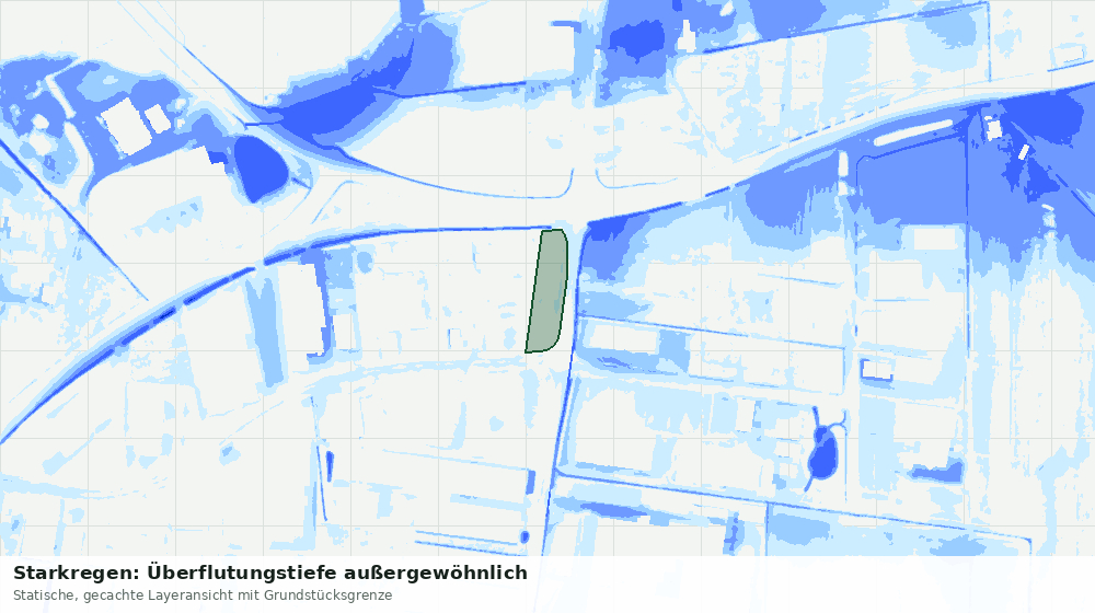 Statische Kartenansicht: Starkregen: Überflutungstiefe außergewöhnlich