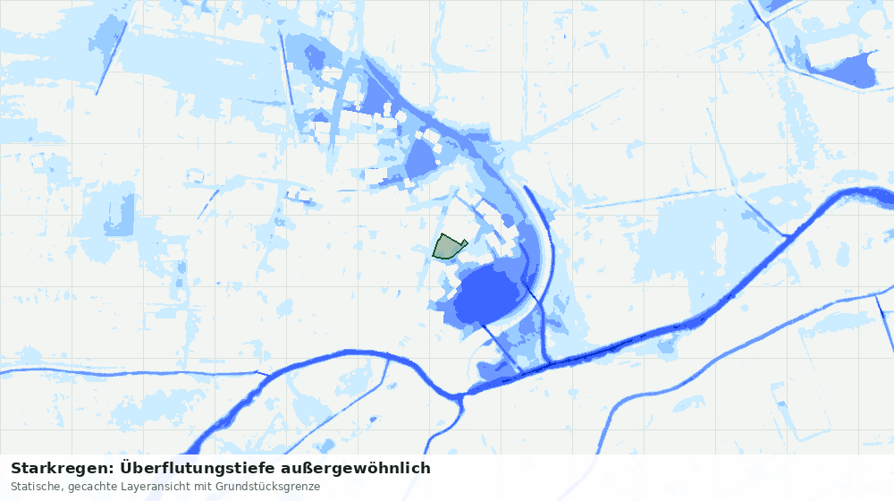 Statische Kartenansicht: Starkregen: Überflutungstiefe außergewöhnlich