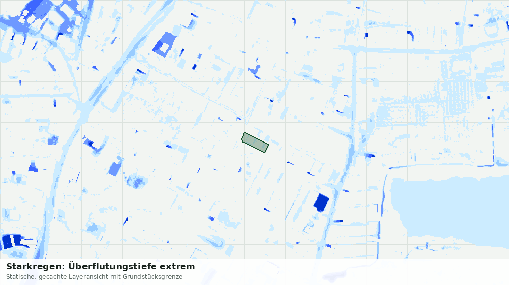 Statische Kartenansicht: Starkregen: Überflutungstiefe extrem