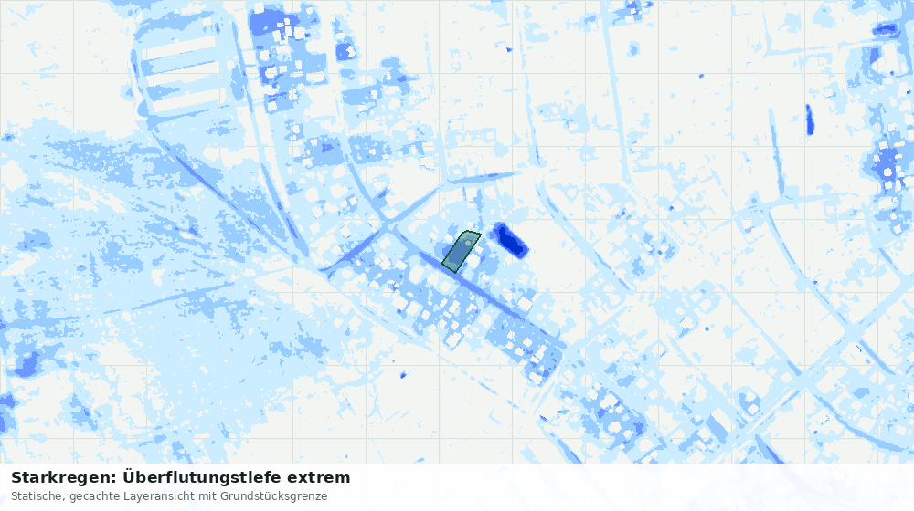 Statische Kartenansicht: Starkregen: Überflutungstiefe extrem