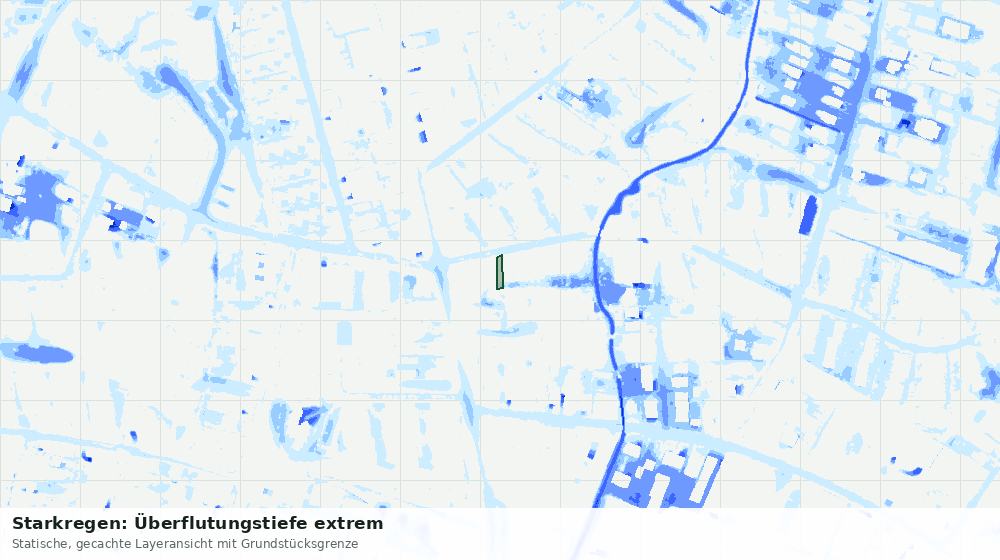 Statische Kartenansicht: Starkregen: Überflutungstiefe extrem