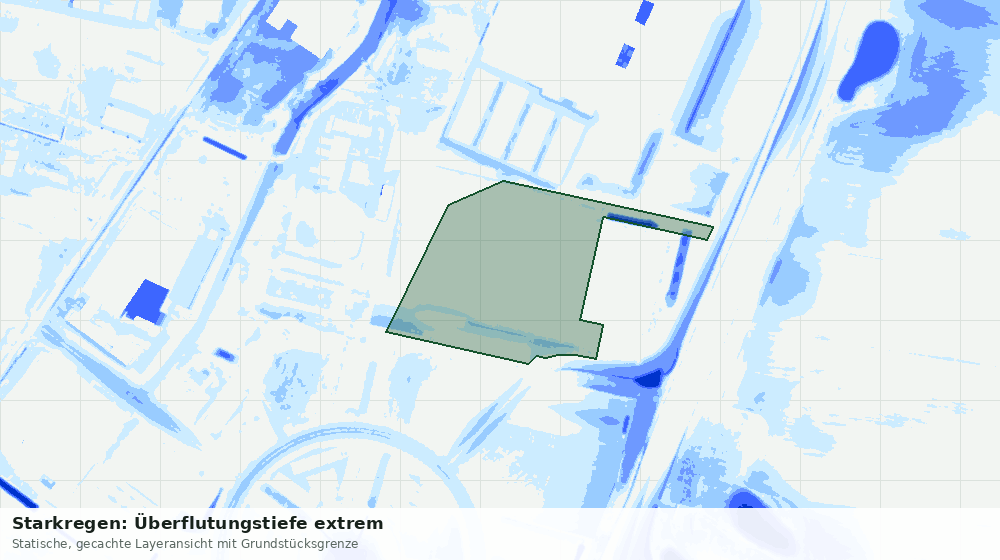 Statische Kartenansicht: Starkregen: Überflutungstiefe extrem