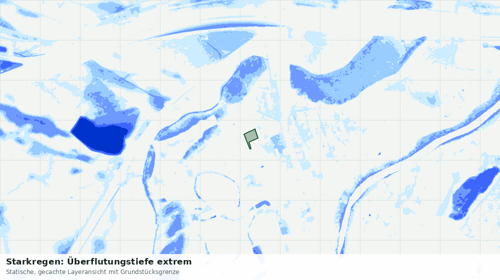 Statische Kartenansicht: Starkregen: Überflutungstiefe extrem