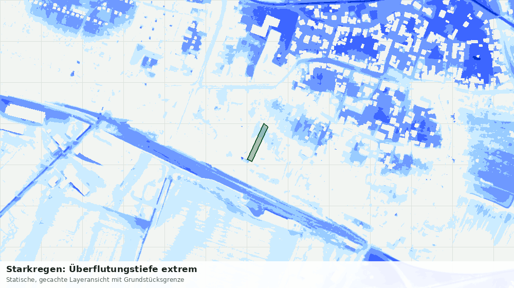 Statische Kartenansicht: Starkregen: Überflutungstiefe extrem