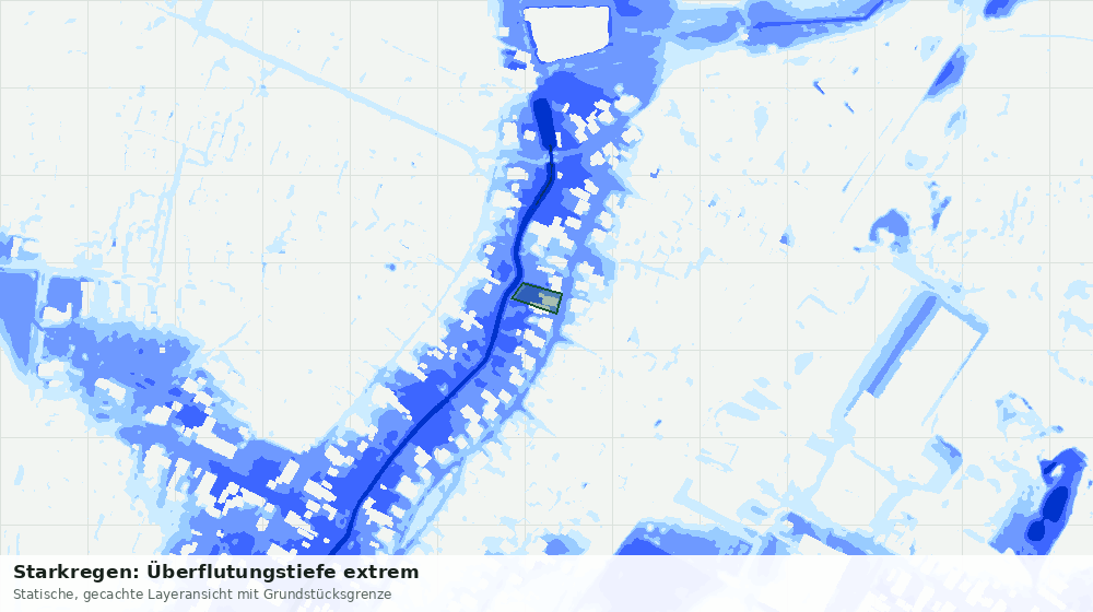 Statische Kartenansicht: Starkregen: Überflutungstiefe extrem